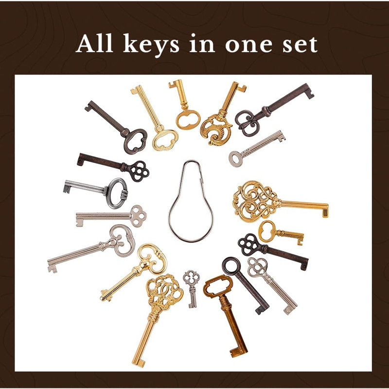 thumbnail image 2 of 125-Pack Vintage Style Antique Skeleton Cabinet Keys – Old World Furniture Lock Keys – Bulk Lot 2 of 5